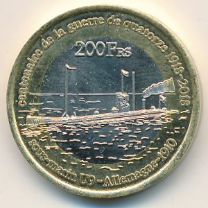 Остров Европа., 200 франков (2018 г.)