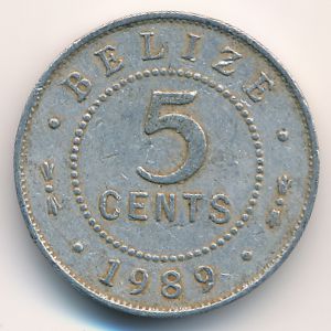 Белиз, 5 центов (1989 г.)