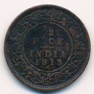 Британская Индия, 1/2 пайсы (1913 г.)