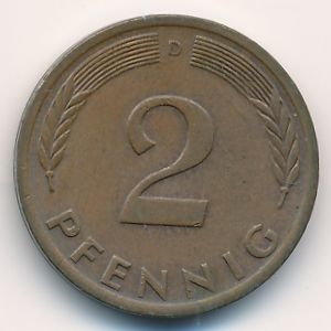 ФРГ, 2 пфеннига (1976 г.)