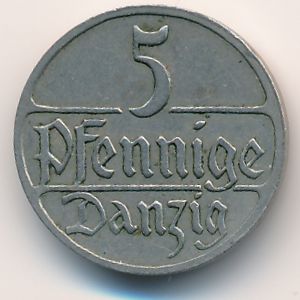 Данциг, 5 пфеннигов (1928 г.)