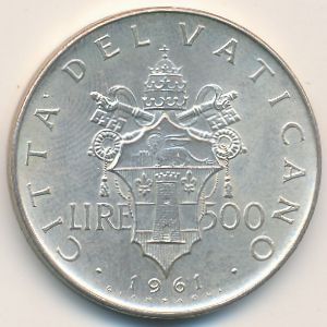 Ватикан, 500 лир (1961 г.)