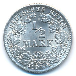 Germany, 1/2 mark, 1917