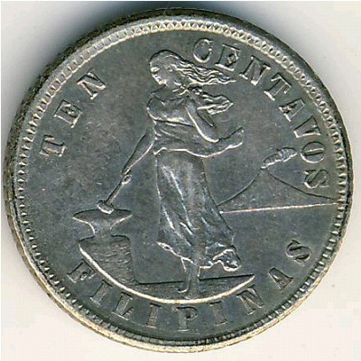 Philippines, 10 centavos, 1903–1906