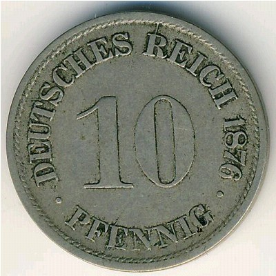 Германия, 10 пфеннигов (1876 г.)
