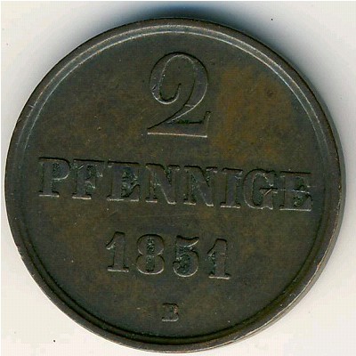 Ганновер, 2 пфеннига (1851 г.)