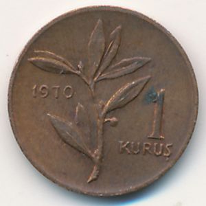Turkey, 1 kurus, 1970