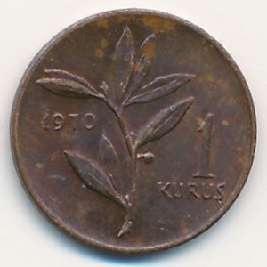 Turkey, 1 kurus, 1970