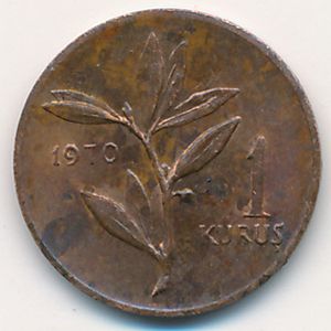 Turkey, 1 kurus, 1970