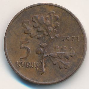 Турция, 5 куруш (1971 г.)