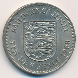 Джерси, 10 новых пенсов (1968 г.)