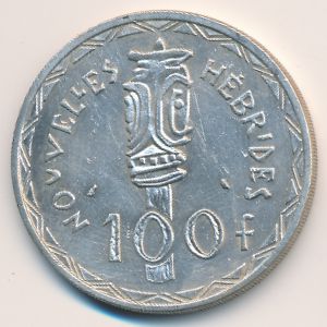 New Hebrides, 100 francs, 1966