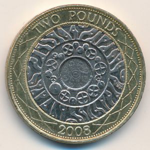 Великобритания, 2 фунта (2008 г.)