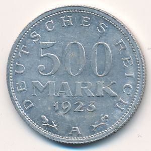Weimar Republic, 500 mark, 1923