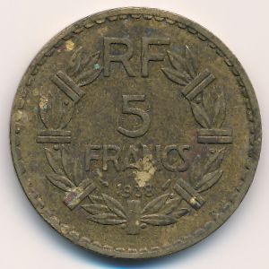 Франция, 5 франков (1938 г.)