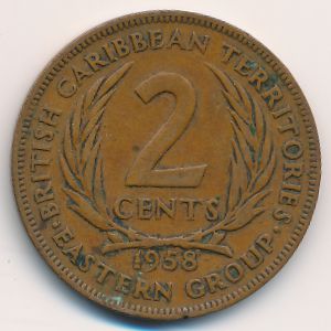Восточные Карибы, 2 цента (1958 г.)