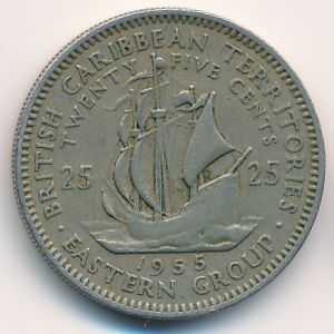 East Caribbean States, 25 cents, 1955