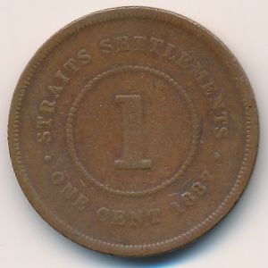 Straits Settlements, 1 cent, 1887