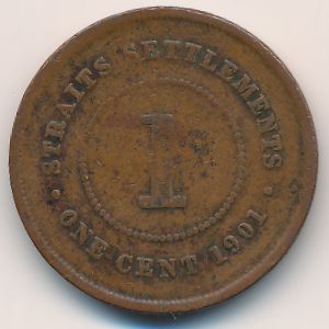 Straits Settlements, 1 cent, 1901