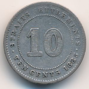 Стрейтс-Сетлментс, 10 центов (1885 г.)