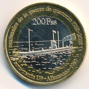 Остров Тромлен., 200 франков (2018 г.)