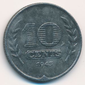 Netherlands, 10 cents, 1943