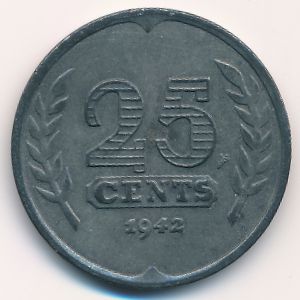 Нидерланды, 25 центов (1942 г.)