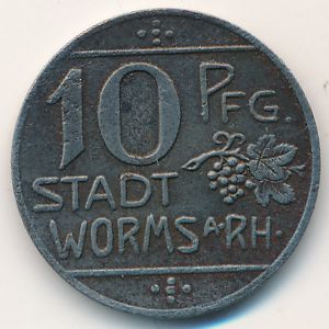 Вормс., 10 пфеннигов (1918 г.)