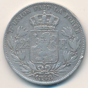 Бельгия, 2 1/2 франка (1848 г.)