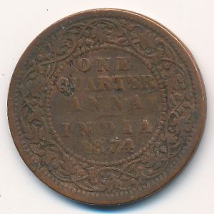 British West Indies, 1/4 anna, 1874