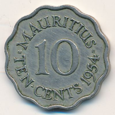 Mauritius, 10 cents, 1954