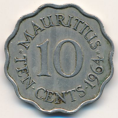 Mauritius, 10 cents, 1964