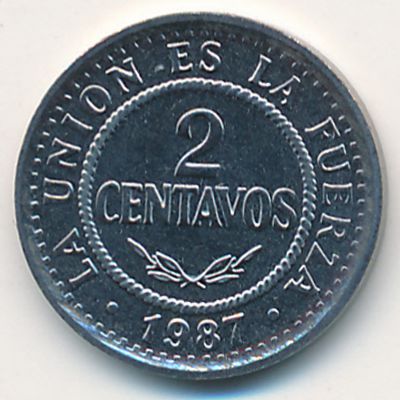 Bolivia, 2 centavos, 1987