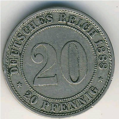 Германия, 20 пфеннигов (1888 г.)