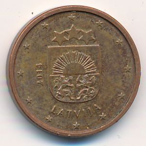 Латвия, 1 евроцент (2014 г.)