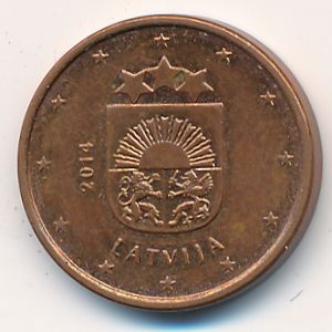 Латвия, 1 евроцент (2014 г.)