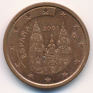 Испания, 2 евроцента (2001 г.)