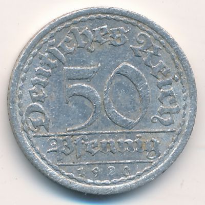 Weimar Republic, 50 pfennig, 1920