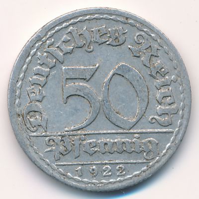 Веймарская республика, 50 пфеннигов (1922 г.)