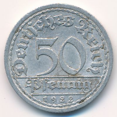 Веймарская республика, 50 пфеннигов (1922 г.)