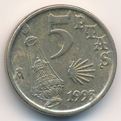 Spain, 5 pesetas, 1993