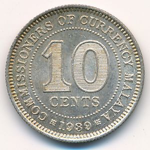 Малайя, 10 центов (1939 г.)