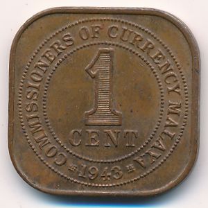 Malaya, 1 cent, 1943