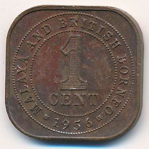 Malaya and British Borneo, 1 cent, 1956