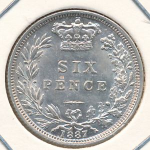 Великобритания, 6 пенсов (1880–1887 г.)