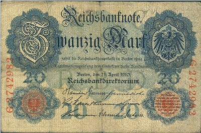 Германия, 20 марок (1910 г.)