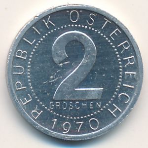 Austria, 2 groschen, 1970
