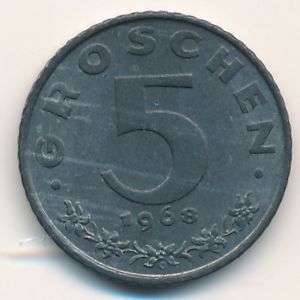 Austria, 5 groschen, 1968