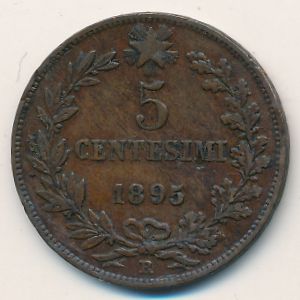 Италия, 5 чентезимо (1895 г.)