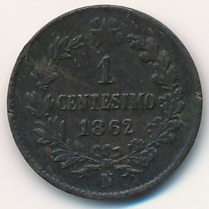 Italy, 1 centesimo, 1861–1862